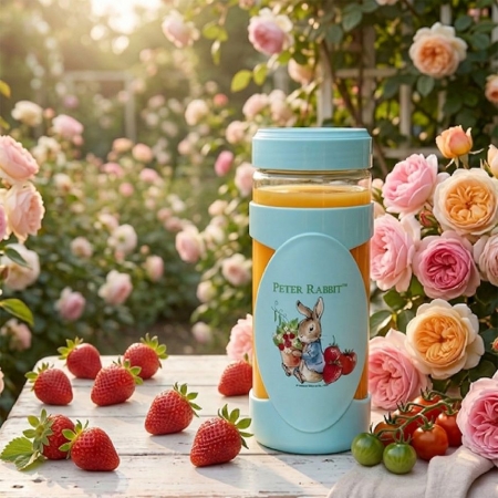 【PETER RABBIT 比得兔】比得兔時尚玻璃隨身杯-附手把