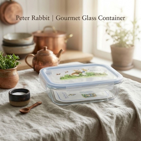 【PETER RABBIT 比得兔】比得兔大尺寸長方形玻璃保鮮盒