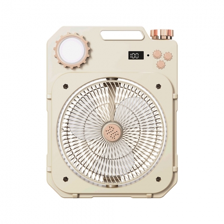 FJ 戶外露營LED照明USB充電搖頭照明風扇S1 （加贈供應器）