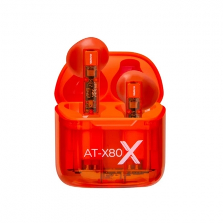 【AIWA 愛華】真無線藍牙耳機 AT-X80X（半透明外觀/ENC降噪/IPX5防水） 橘/紫
