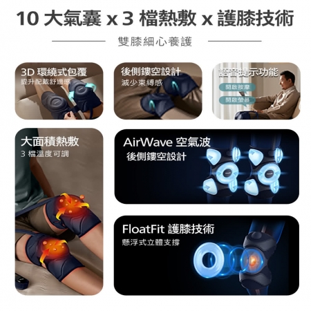 【PHILIPS 飛利浦】 膝部氣囊按摩器 PPM5521DB