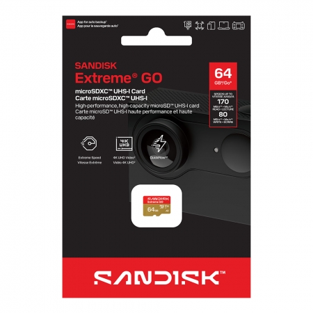 SanDisk Extreme GO 64G microSD UHS-I V30 記憶卡（SD-SQXGN-64G）