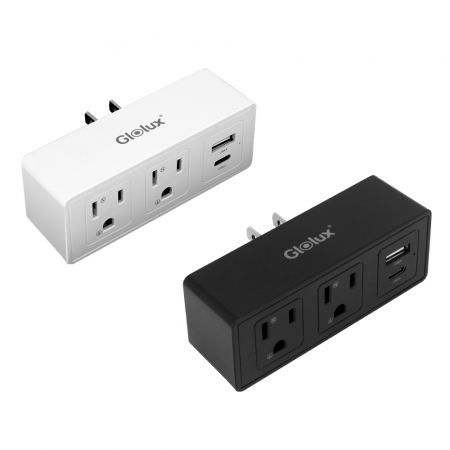 Glolux 擴充式壁插 2插 2USB 轉接器 12W ＋ 1USBA＋1USBC （GL-WO-2A2B-100）