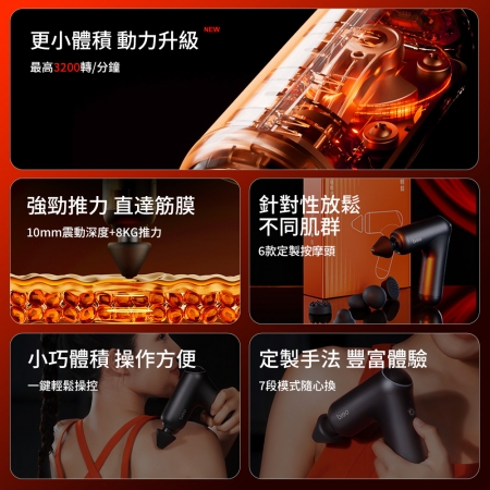 【breo 倍輕鬆 】7S 黑磁頭經絡按摩槍 Sport M0221