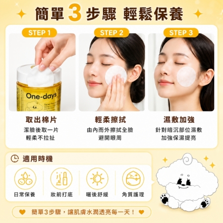 【韓國✨ONEDAYSYOU HELP ME 蜜光C爽膚棉60片｜聯名限定款】維他命C亮白 角質護理