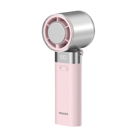 【Philips飛利浦】製冷 高速100檔手持風扇 Type-C充電/LED顯示（ACR3144） 藍色/粉色/白色