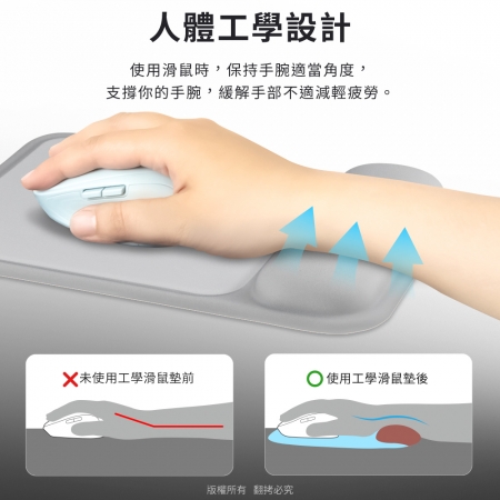 aibo 人體工學貼合設計 舒壓護腕滑鼠墊
