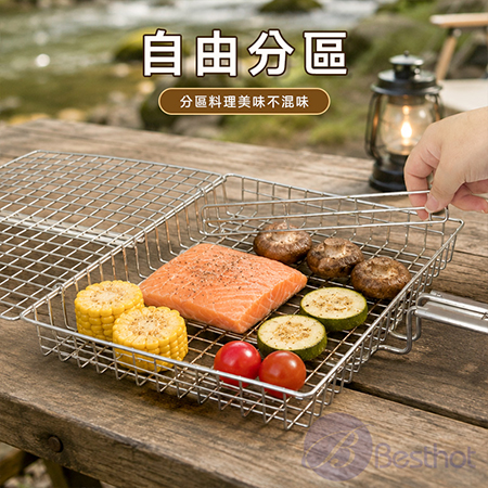 【Besthot】304不鏽鋼掀蓋烤魚網（加厚） 掀蓋烤漁網