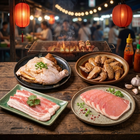 【好神】澎湃全家福豬雞烤肉套餐（6包組）｜韓式五花＋厚切里肌＋去骨腿排＋蜜汁雞翅/組