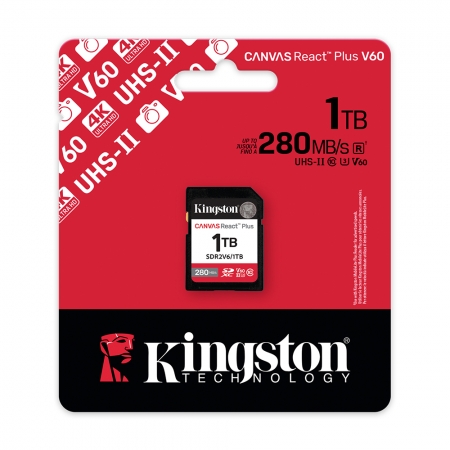 金士頓 1TB Canvas React Plus SDXC UHS-II V60 相機記憶卡 專業攝影（KT-SDR2V6-1TB）