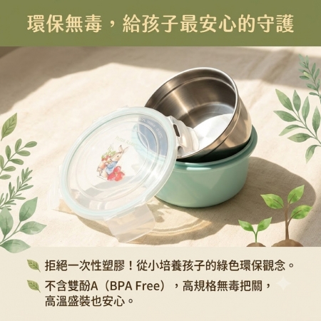 【PETER RABBIT 比得兔】比得兔三件式圓形不銹鋼保鮮盒