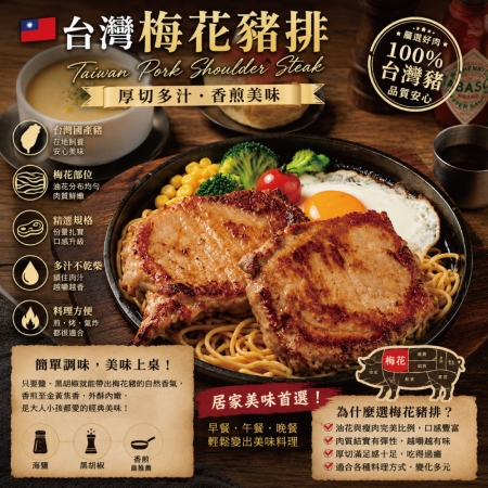【約克街肉鋪】台灣國產梅花豬排（80g±10%/片）