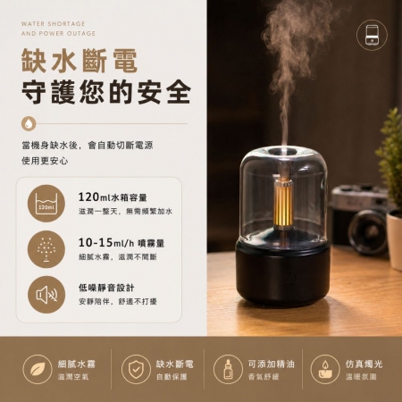 【燭光燈香薰機】香氛 精油 加濕器 小夜燈 擴香儀 臥室 書房 辦公桌 客廳 民宿 咖啡廳