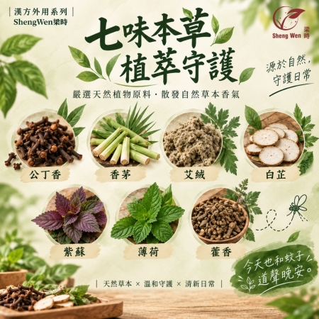 【Sheng Wen梁時】蚊安-草本植物香包 70g 七味天然植物 香茅 艾絨 薄荷 公丁香 草本香包 防蚊包 漢方香包 台灣製造