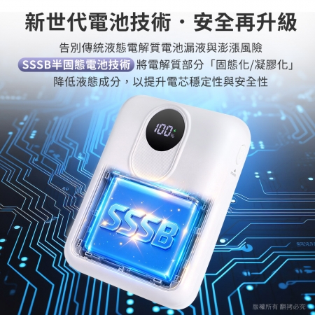 aibo 台灣製 防爆SSSB半固態10000mAh行動電源（螢幕電量顯示/具Wh標示）