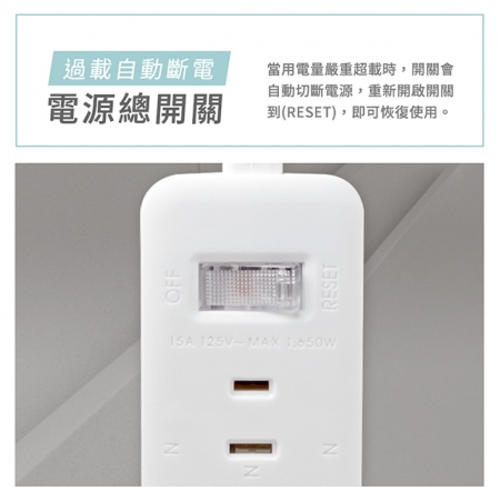 【好買點數放大】【台灣製造 新版安規】1切3座延長線/2USB智慧型充電組/15A 1650W（2.7米/9尺/270CM）