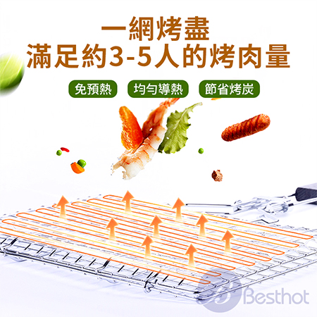 【Besthot】304食品用不鏽鋼烤魚蔬菜兩用夾 不鏽鋼烤夾