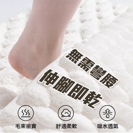 【QiMart】雲朵絨厚款柔軟吸水地墊（2色任選）