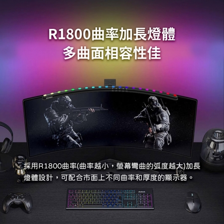 mimax 拾音RGB七彩曲面螢幕掛燈-60cm