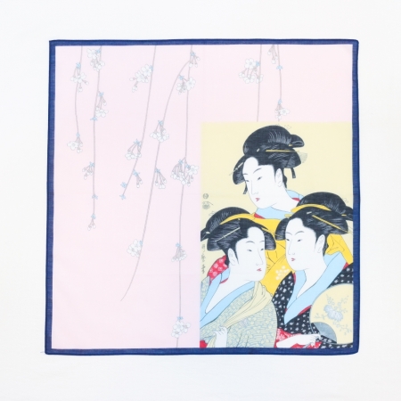 京都手帕-京彩系列-三美女（紅邊/藍邊/紫邊）任選3件85折（售價已是折扣價）