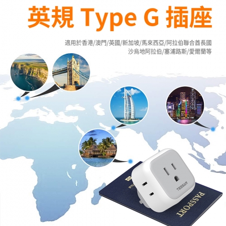 TESSAN 英規旅行轉接頭（3P插座x1＋2P插座x3）