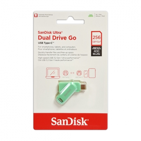SanDisk【256G】草本綠 Ultra GO USB3.2 高速 Type-C 雙用OTG 隨身碟 安卓 i15適用（SD-DDC3-AG-256G）