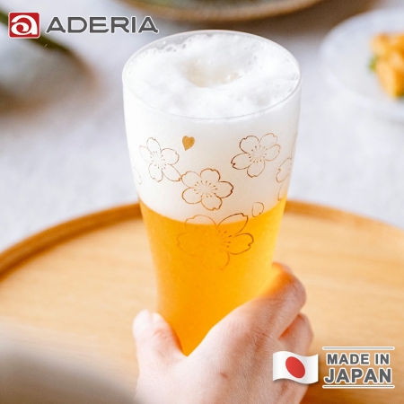 【ADERIA】日本製 金彩櫻花啤酒杯對杯組 310ml