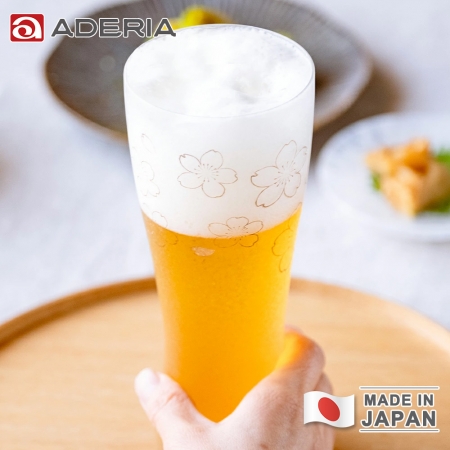 【ADERIA】日本製 金彩櫻花啤酒杯對杯組 415ml