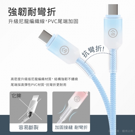 【好買點數放大】aibo Type-C to Type-C 60W快充傳輸線（2M）