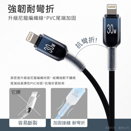 aibo Type-C to Lightning 30W快充傳輸線（1M）