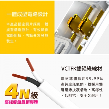 Qpower太順電業 太超值系列 TS-214B 2孔1切4座延長線-4.5米