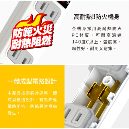 Tyson太順電業 TS-213AS 2孔1切3座延長線（轉向插頭）-4.5米