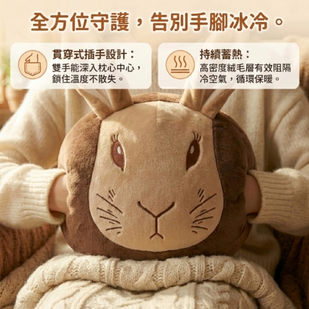 【PETER RABBIT 比得兔】比得兔兔頭造型暖手枕 （冬天必備）