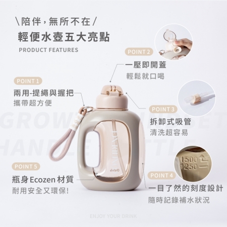 『良杯製所』關鍵字系列 大容量輕便水壺1500ml