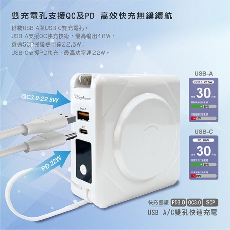 【好買點數放大】Wephone 7＋1 快充行動電源/磁吸無線充電/自帶線/附贈出國轉接頭（手機/手錶/耳機）