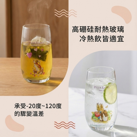 精緻禮盒趣~【PETER RABBIT 比得兔】耐熱玻璃水壺1300ml 附水杯2入組 （一壺二杯組） - 2款可選（綠野仙蹤/心心相印）