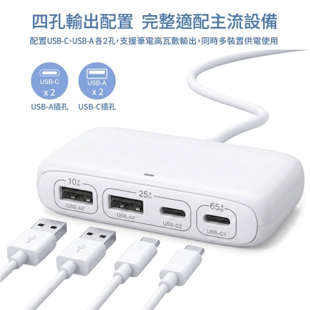 Wephone 100W 一轉四電力分流器（2C2A） E-Marker晶片1.5M