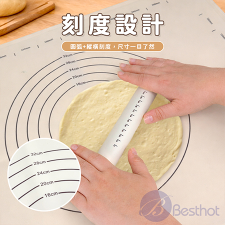 【Besthot】抗菌矽膠擀麵套組 擀麵棍 烘焙墊
