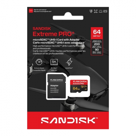 SanDisk Extreme PRO 64G microSD U3 V30 5K 高速 記憶卡（SD-SQXCJ-64G）