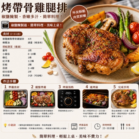 【赤豪家庭私廚】生醃椒鹽帶骨雞腿排（600g±10%/包/約4片）