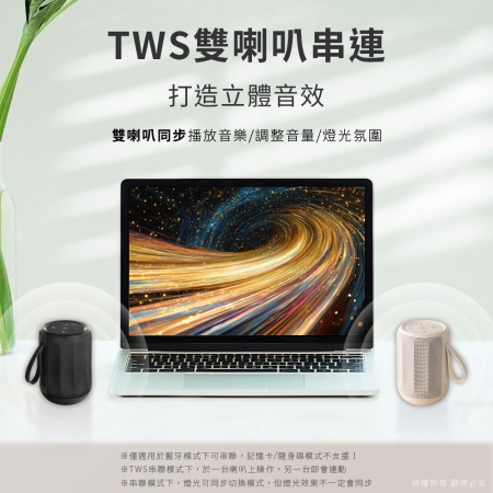 aibo 手提便攜式無線藍牙喇叭（支援TWS無線串聯）