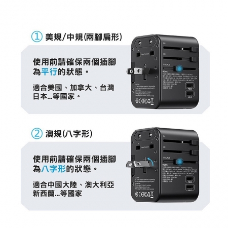 CITYBOSS 35W 出國萬用充電器 全球通用萬能轉換插頭（2USB-C＋3USB-A）