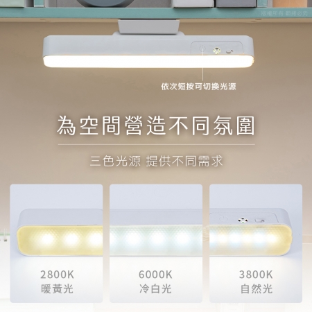 aibo 磁吸可調角度 USB充電式LED閱讀燈（三色光/附直立底座）