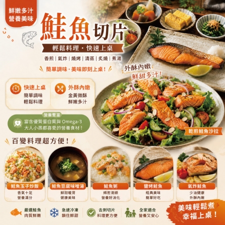 【小川漁屋】嚴選家常鮭魚切片（無肚洞90g±10%/片）