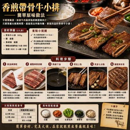 【豪鮮牛肉】安格斯頂級凝脂帶骨牛小排（200g/包/3~6片/單骨切）