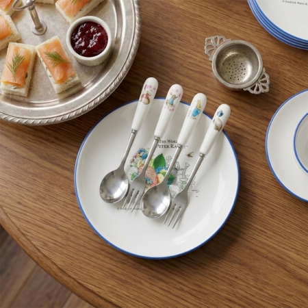 【PETER RABBIT 比得兔】陶瓷不銹鋼點心匙叉組-4入組