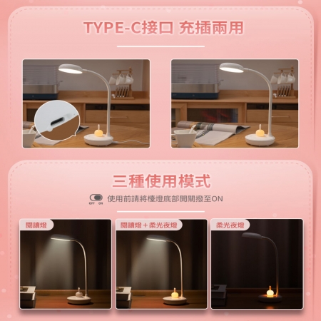 PHILIPS 66206 軟萌兔多功能充電檯燈（PD054） 檯燈 小夜燈 兒童檯燈 Type-C充電