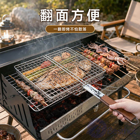 【Besthot】304不鏽鋼掀蓋烤魚網（加厚） 掀蓋烤漁網