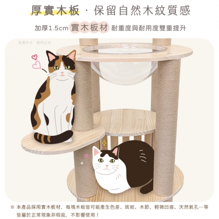 貓本屋 星空圓塔 台灣製 加大太空艙/柵欄圓屋/加粗麻繩柱 實木貓跳台