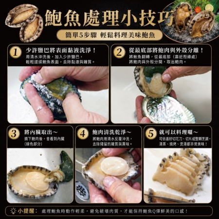 【小川漁屋】極品南非活凍帶殼鮑魚（500G＋-10%/包/約6~8粒） 